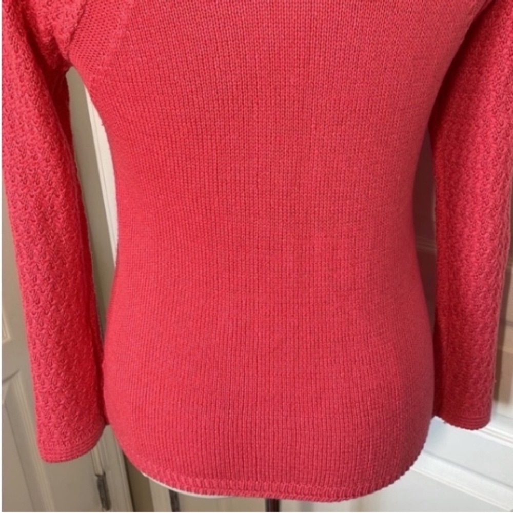 Jones NY Cable Knit Sweater Crewneck Coral Salmon Loose Weave Acrylic Fancy Gift - Picture 14 of 17